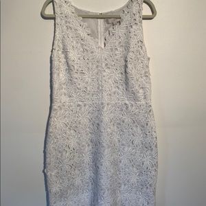 LOFT White Floral Dress 10